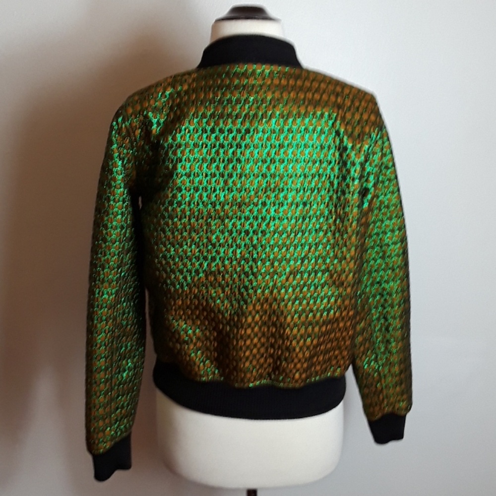 Green Patterned Bomber Jacket - Picture 2 of 11